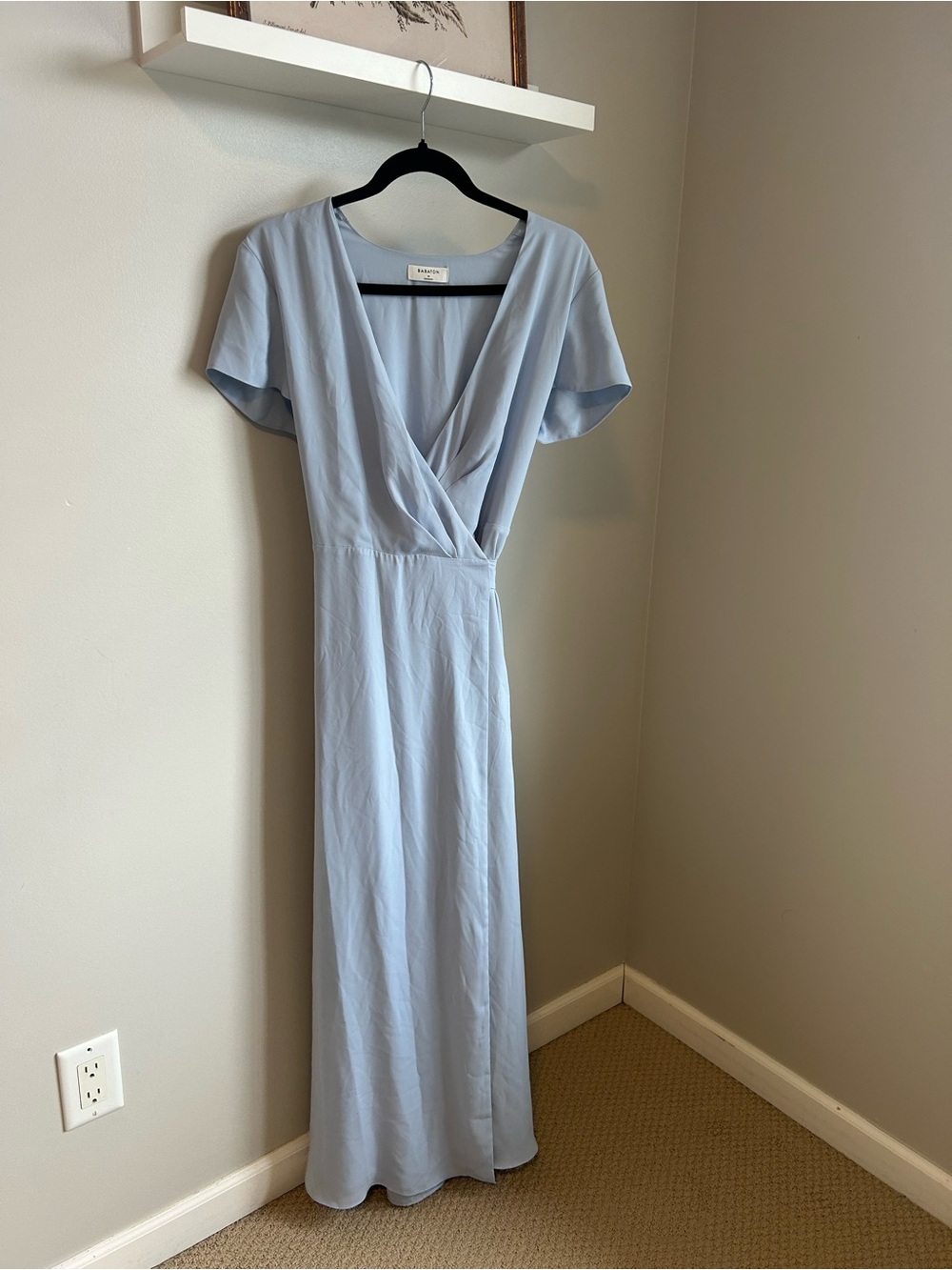 Babaton Light Blue Wrap Midi Dress - Picture 2 of 4